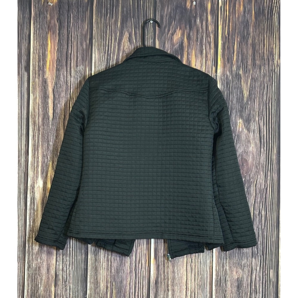 Highlights Quilted Jacket Womens Medium Black Button Front Career Coat Classic